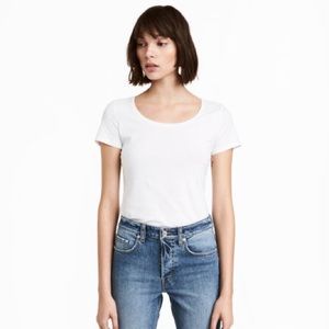 EUC H&M SZ SM BASICS PLAIN WHITE SHIRT STRETCHY